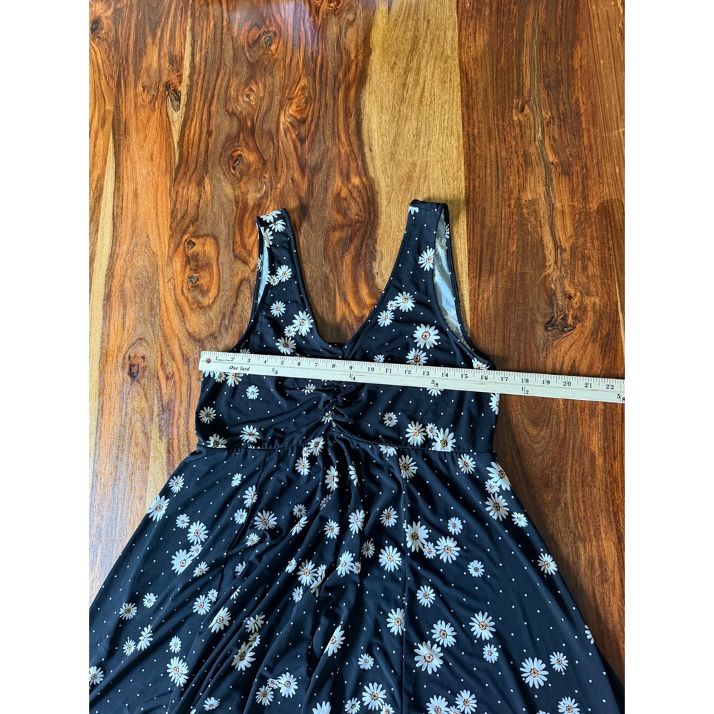 Torrid Black Daisy Polka Dot Sleeveless Skater Dress Womens 1 Plus Sunflower - Picture 7 of 11